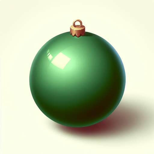 a christmas green ball . plastic style. Single Game Texture. In-Game asset. 2d. Blank background. High contrast. No shadows.