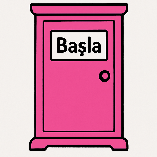 Draw Doraemon's door with the word "Başla" written on it..
In-Game asset.  2d.  High contrast.  No shadows