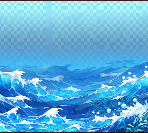 anime style blue water.
Single Game Texture.  In-Game asset.  2d.  Blank background.  High contrast.  No shadows