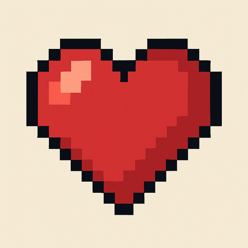 Pixel art Heart.
In-Game asset.  High contrast.  No shadows