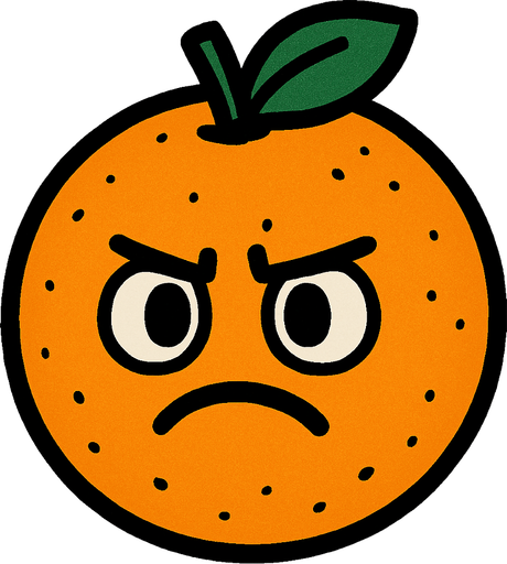 Orange with face.
In-Game asset.  2d.  High contrast.  No shadows