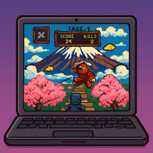 imagina un portatil que tenga en la pantalla la imagen actual, debe ser pixel art y con estilo comico