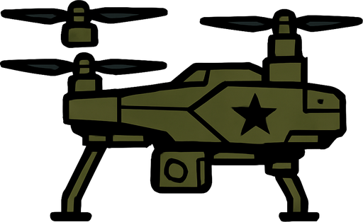 Military quadcopter side view
In-Game asset.  2d.  High contrast.  No shadows