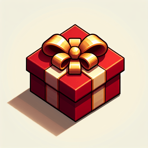 top down simple wrapped red present with gold bow. In-Game asset. 2d. Blank background. High contrast. No shadows. Single Game Texture. In-Game asset. 2d. Blank background. High contrast. No shadows. Single Game Texture. In-Game asset. 2d. Blank background. High contrast. No shadows.