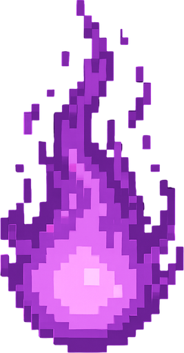 High quality 2D pixel art purple fire ball.
In-Game asset.  2d.  High contrast.  No shadows
