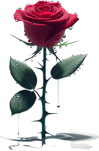 single beautiful rose with its stem.
full white background