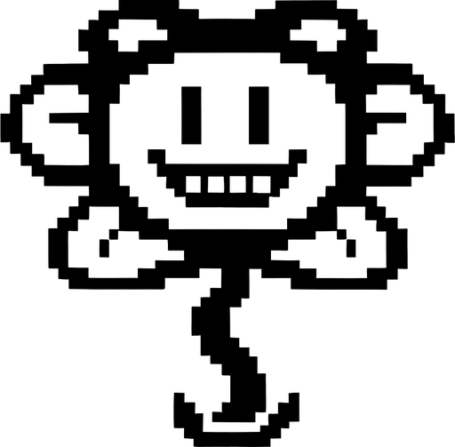 undertale oyunundaki flowey karakterini yap.
In-Game asset.  2d.  High contrast.  No shadows