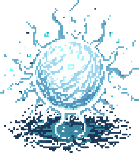 pixelart willowisp sprite ball.
black background