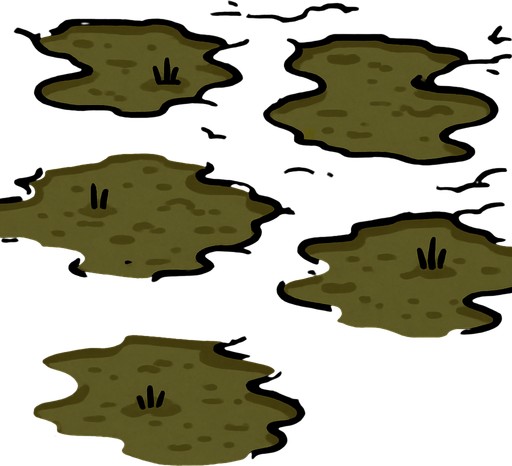 A muddy swamp ground.
In-Game asset.  2d.  High contrast.  No shadows