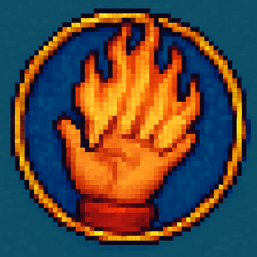 A hand with its fingers symbolizing fire