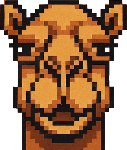 camel face.
In-Game asset.  2d.  High contrast.  No shadows. pixel art