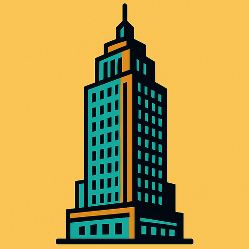 skyscraper.
In-Game asset.  2d.  High contrast.  No shadows