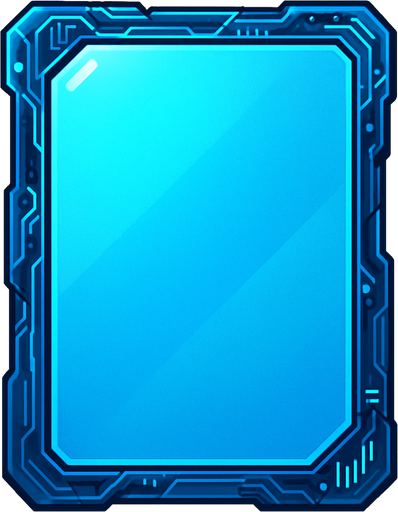 Cyberpunk. abstract. Glass electronic empty tablet. Blue sky color.
In-Game asset.  2d.  High contrast.  No shadows. No background