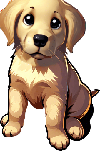 sad golden retriever puppy. Single Game Texture. In-Game asset. 2d.