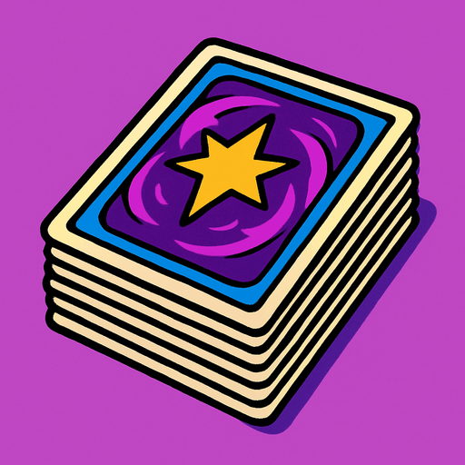 Pila de cartas mágicas bocabajo.
In-Game asset.  2d.  High contrast.  No shadows