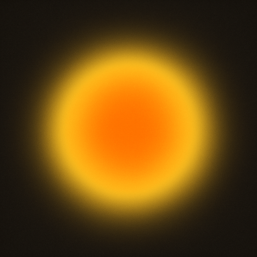 Soft, lingering light effect

```
- Center: Warm orange (#FF6600) at 40% opacity
- Middle: Yellow (#FFAA00) at 25% opacity  
- Edge: Transparent
- Shape: Perfect circle with very soft, wide falloff.
In-Game asset.  2d.  High contrast.  No shadows