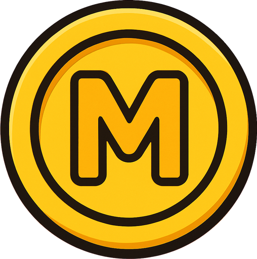 Coin, "m" sign.
In-Game asset.  2d.  High contrast.  No shadows
