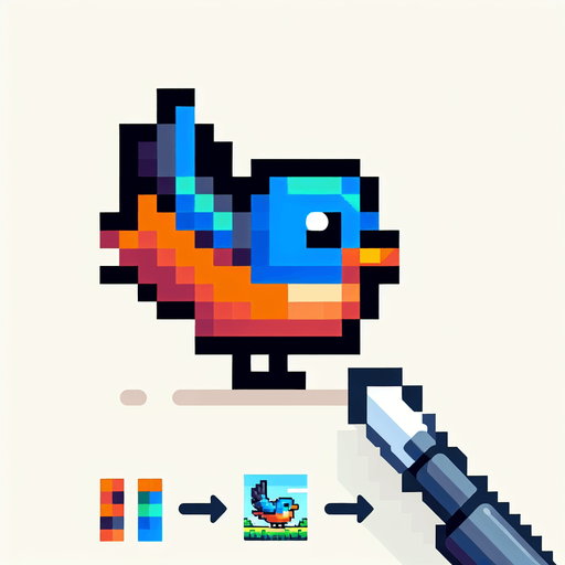 a pixel flappy bird.
Single Game Texture. In-Game asset. 2d. Blank background. High contrast. No shadows.