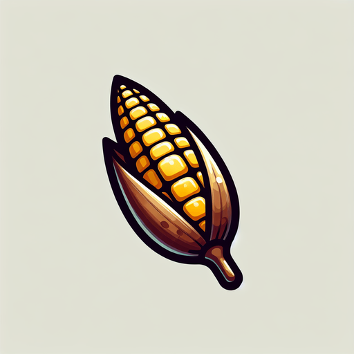 A corn seed..
Single Game Texture. In-Game asset. 2d. Blank background. High contrast. No shadows.