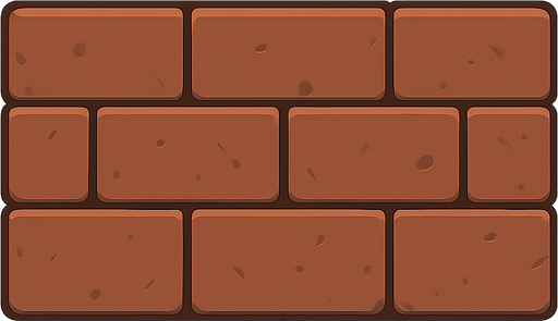 Brick. No background. Transparent background. Blank background. No shadows. 2d. In-Game asset. flat