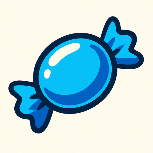Mavi şeker resmi.
In-Game asset.  2d.  High contrast.  No shadows