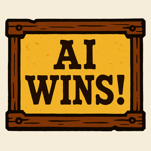 western style alert box that says "AI Wins!".
In-Game asset.  2d.  High contrast.  No shadows