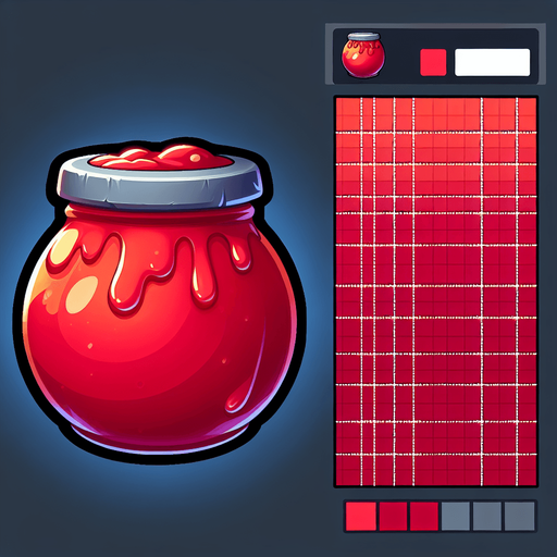 Red round jam matte finish.
Single Game Texture. In-Game asset. 2d. Blank background. High contrast. No shadows.