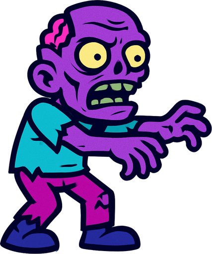 purple zombie 2d.
In-Game asset.  2d.  High contrast.  No shadows