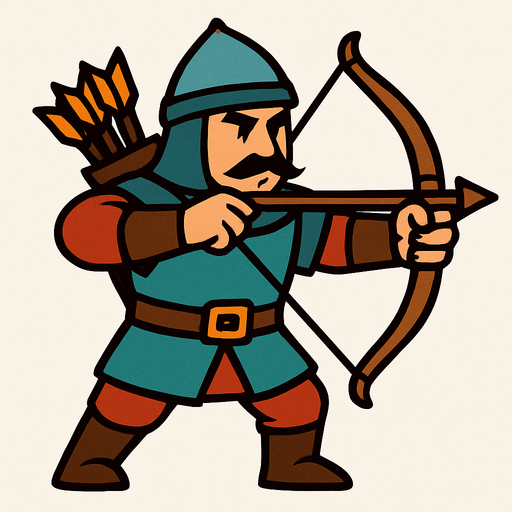 Okçu piyade savaşçı.
In-Game asset.  2d.  High contrast.  No shadows