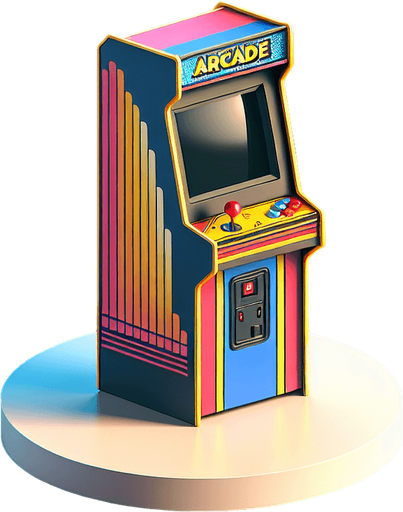 arcadecabinet MG.
Single Game Texture.  In-Game asset.  2d.  Blank background.  High contrast.  No shadows