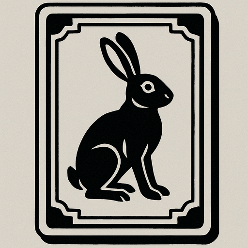 Light gray card packet with a hare in the center.
In-Game asset.  2d.  High contrast.  No shadows