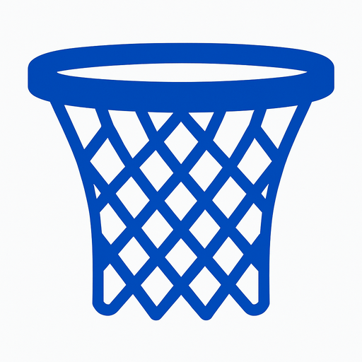 Make me a 2d basketball hoop net in blue color. In-Game asset. 2d. High contrast. No shadows.
In-Game asset.  2d.  High contrast.  No shadows