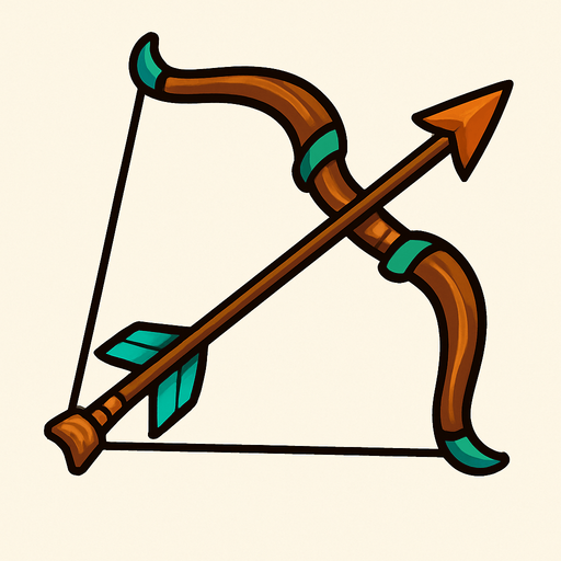 Bow with Arrow.
In-Game asset.  2d.  High contrast.  No shadows