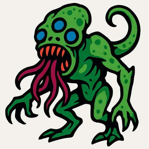 alien creature drawing.
In-Game asset.  2d.  High contrast.  No shadows