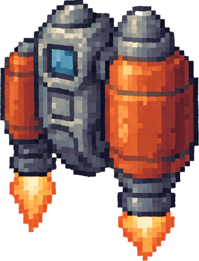 Three-quarter view pixel art jetpack