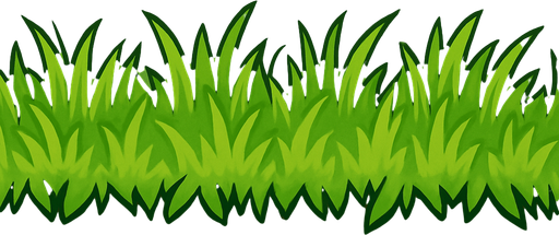 the soil covering the entire image and extending horizontally and the greenery (short grass) on top of it.
In-Game asset.  2d.  High contrast.  No shadows