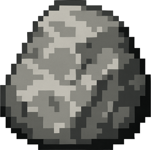 Gray rock (stone) style pixel art.
2d.  High contrast.  No shadows