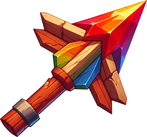 A simple arrow made of wood with iron head in bright colour. Single Game Texture. In-Game asset. 2d. Blank background. High contrast. No shadows..
Single Game Texture. In-Game asset. 2d. Blank background. High contrast. No shadows.