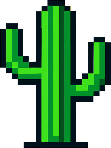 Cactus 8 bit.
In-Game asset.  2d.  High contrast.  No shadows