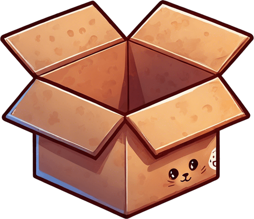 Detail of face head and ears of a cute Chibi ginger cat's looking from the box into the camera. Cheeky, happy. Brown eyes