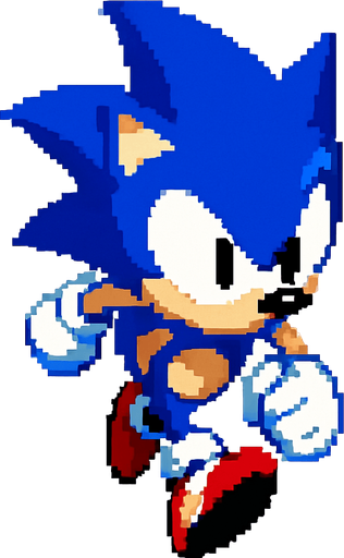 Make Sonic run but with the camera above.
In-Game asset.  High contrast.  No shadows