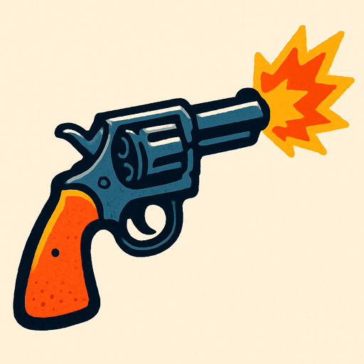 A 2d fired revolver.
In-Game asset.  2d.  High contrast.  No shadows