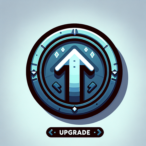 Upgrade button.
Single Game Texture.  In-Game asset.  2d.  Blank background.  High contrast.  No shadows
