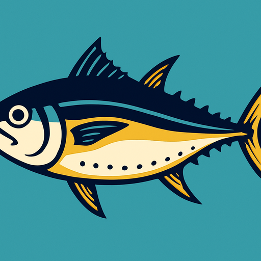 horizontal image sea ​​tuna.
In-Game asset.  2d.  High contrast.  No shadows