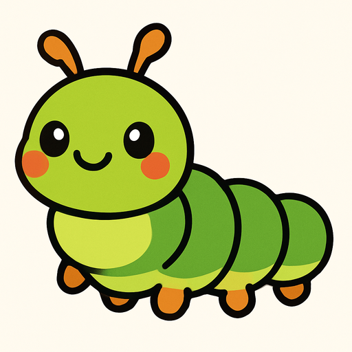 minik sevimli bir tırtıl.
In-Game asset.  2d.  High contrast.  No shadows
