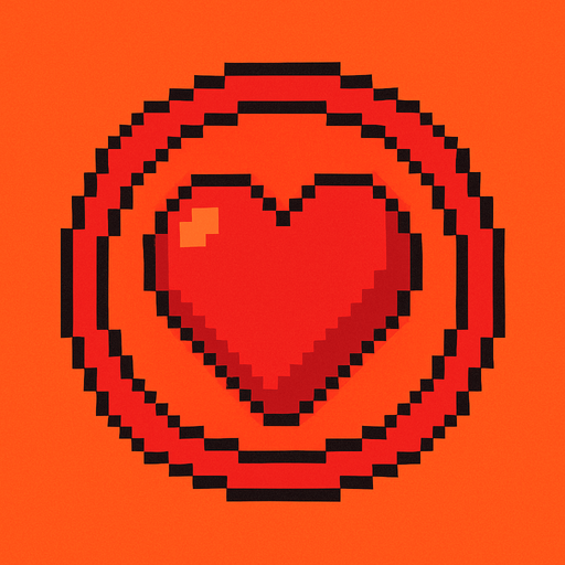 pixel art circle health button.
In-Game asset.  2d.  High contrast.  No shadows