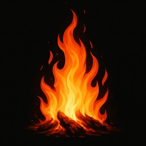 Ateş, gerçekçi, yazısız.
In-Game asset.  2d.  High contrast.  No shadows