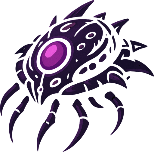 A dark purple alien ship.
In-Game asset.  2d.  High contrast.  No shadows