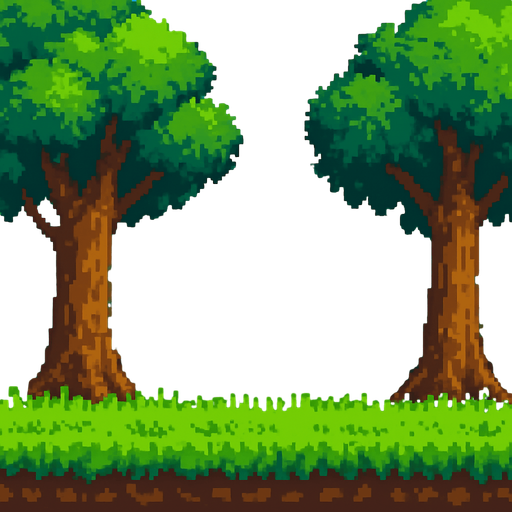 Pixel art Forest background.
In-Game asset.  High contrast.  No shadows