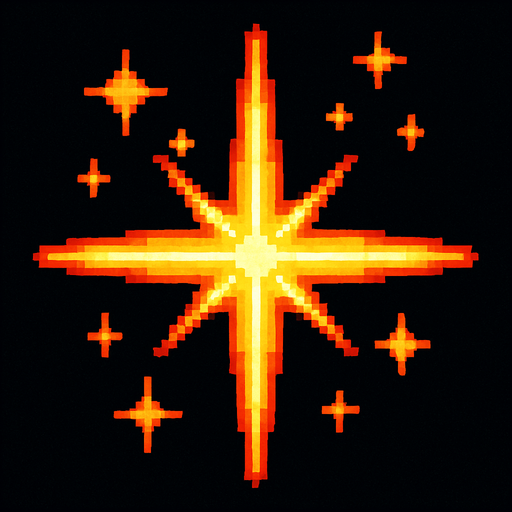 A golden sparkle. 80s arcade machine graphics..
In-Game asset.  2d.  High contrast.  No shadows